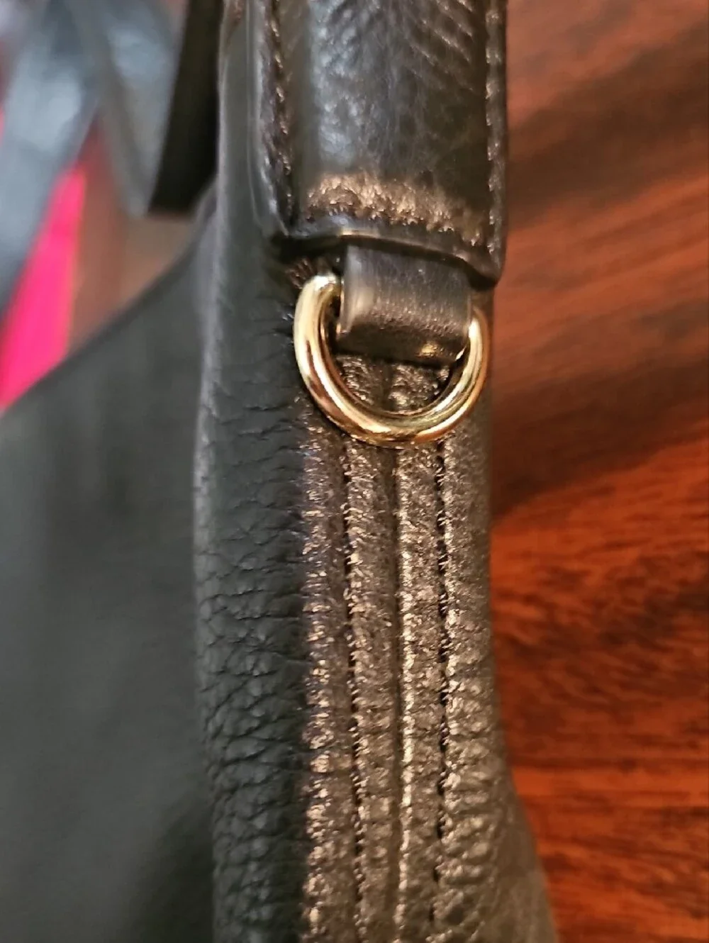 Michael Kors Black Pebbled Leather Hobo with Tassel and Gold Plaque